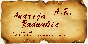 Andrija Radunkić vizit kartica